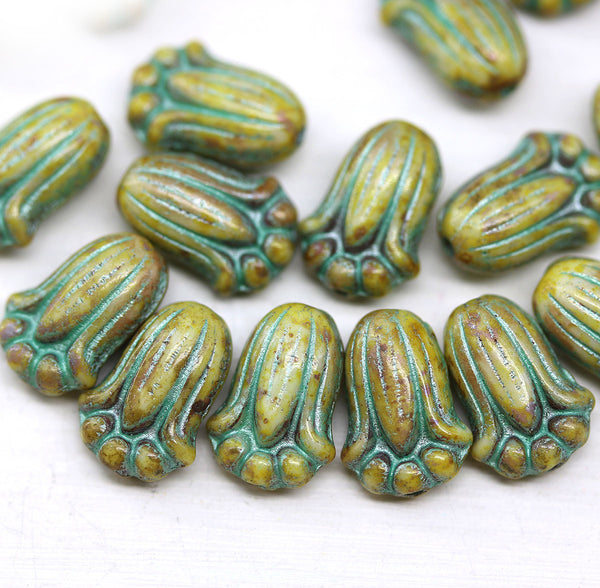 12x8mm Picasso rustic tulip Czech glass beads