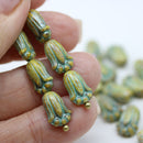 12x8mm Picasso rustic tulip Czech glass beads