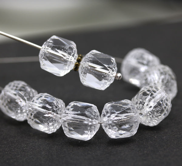 10mm Clear cathedral czech glass beads polished faceted ball beads 10Pc