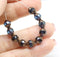 8x6mm Montana blue cathedral czech glass barrel beads Fire polished 15Pc