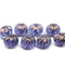 7x10mm Blue copper ends rondelle Crueller czech glass beads - 8Pc
