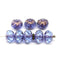 7x10mm Blue copper ends rondelle Crueller czech glass beads - 8Pc
