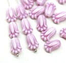 12x8mm Light pink tulip Czech glass beads