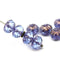 7x10mm Blue copper ends rondelle Crueller czech glass beads - 8Pc