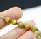 8x6mm Yellow picasso cathedral czech glass barrel beads Fire polished 15Pc