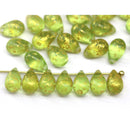 6x9mm Light green gold wash czech glass teardrop beads
