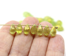6x9mm Light green gold wash czech glass teardrop beads, 30pc