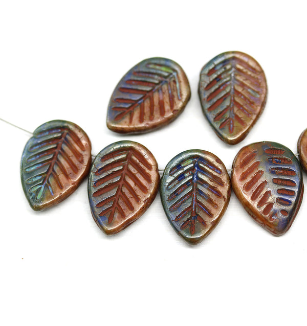 12x16mm Fall colored czech glass large leaf beads