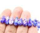 7x12mm Blue purple long teardrop czech glass beads