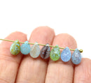 6x9mm Blue czech glass teardrop beads mix
