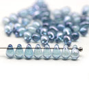 4x6mm Tiny montana blue teardrops Czech glass beads