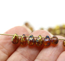 5x7mm Brown picasso gold wash teardrops pressed czech glass beads