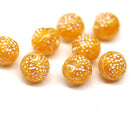 Orange fruit Czech glass beads tangerine 8pc