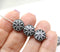 Black silver czech glass snowflake beads 6pc