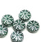 Teal green silver ornament czech glass snowflake beads 6pc
