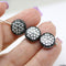 Black silver czech glass snowflake beads 6pc