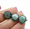 Teal green silver ornament czech glass snowflake beads 6pc
