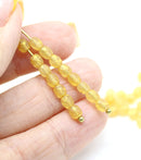 4mm Frosted yellow gold wash Czech glass beads 50Pc
