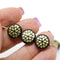 Black gold czech glass snowflake beads 6pc