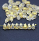 4x6mm Tiny frosted clear teardrops, Czech glass drops gold wash