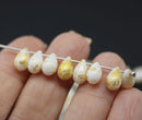 6x9mm White teardrops Czech Glass beads gold wash