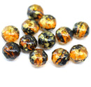 6x8mm Brown yellow czech glass donut beads gold wash 