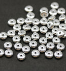 5mm Silver czech glass rondelle spacer beads 50pc