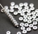 5mm Silver czech glass rondelle spacer beads 50pc
