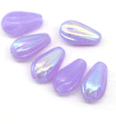 15x8mm Opal Lilac pear shape teardrop czech glass beads AB finish