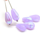 15x8mm Opal Lilac pear shape teardrop czech glass beads AB finish