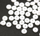 5mm Opaque white czech glass rondelle spacer beads 50pc