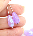 15x8mm Opal Lilac pear shape teardrop czech glass beads AB finish
