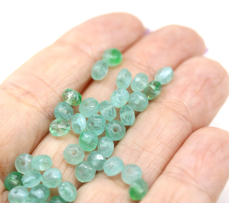 3x5mm Pale green rondelle czech glass beads 40pc