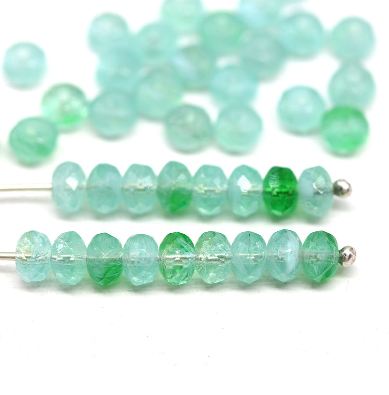 3x5mm Pale green rondelle czech glass beads 40pc