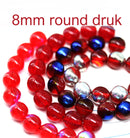 8mm Red czech glass round pressed druk beads 20Pc