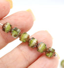 6mm Picasso green cathedral Czech glass beads