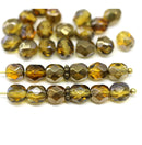 6mm Yellow olivine Czech glass beads fire polished 30pc