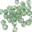 6mm Antique green Czech glass beads fire polished 30pc