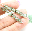 6mm Antique green Czech glass beads fire polished 30pc
