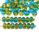3x5mm Blue green yellow rondelle czech glass beads 50pc