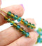 3x5mm Blue green yellow rondelle czech glass beads 50pc