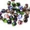 6mm Purple green mix Czech glass beads fire polished 30pc