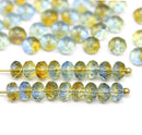 3x5mm Blue yellow rondelle czech glass beads 50pc