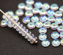 5mm Clear glass AB finish czech rondelle spacer beads 50pc