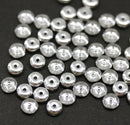 5mm Silver Clear czech glass rondelle spacer beads 50pc