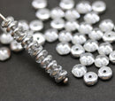 5mm Silver Clear czech glass rondelle spacer beads 50pc