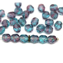 6mm Blue purple czech glass fire polished round beads - 30Pc