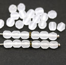 6mm Frosted clear Czech glass beads fire polished 30pc