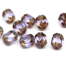 8x6mm Lilac rice czech glass fire polished beads picasso ends, 10pc