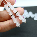 6mm Frosted clear Czech glass beads fire polished 30pc